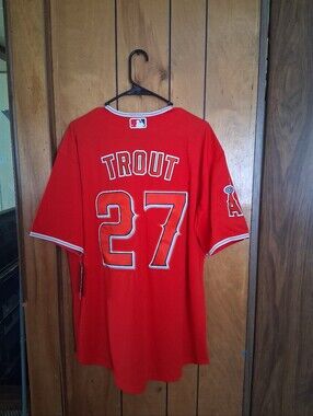 Mystery Sports Card With Mike Trout Los Angeles Angels Large Stitched Jersey